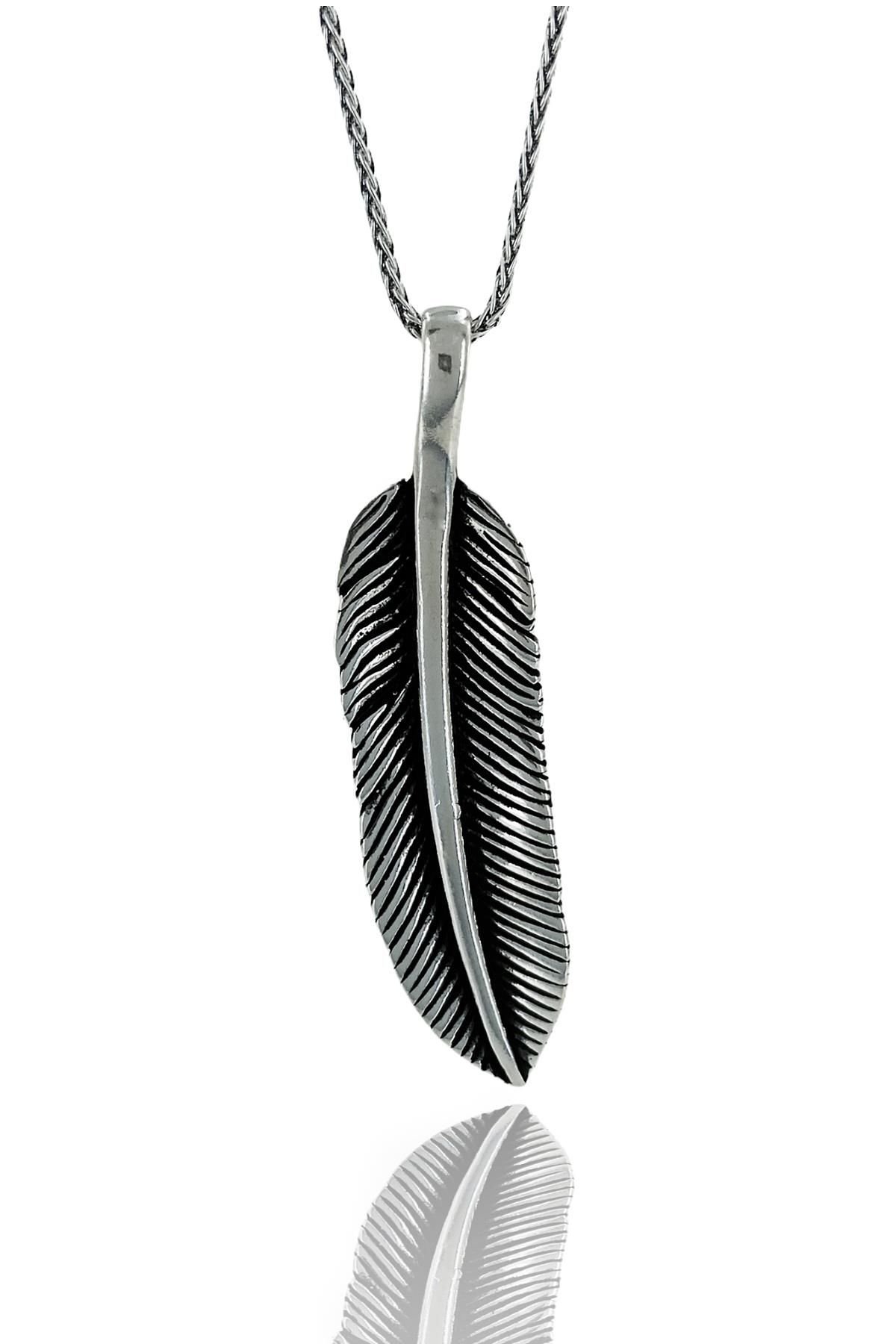 Dream Catcher Kartal Tüy 60 cm Zincir 925 Gümüş Kolye