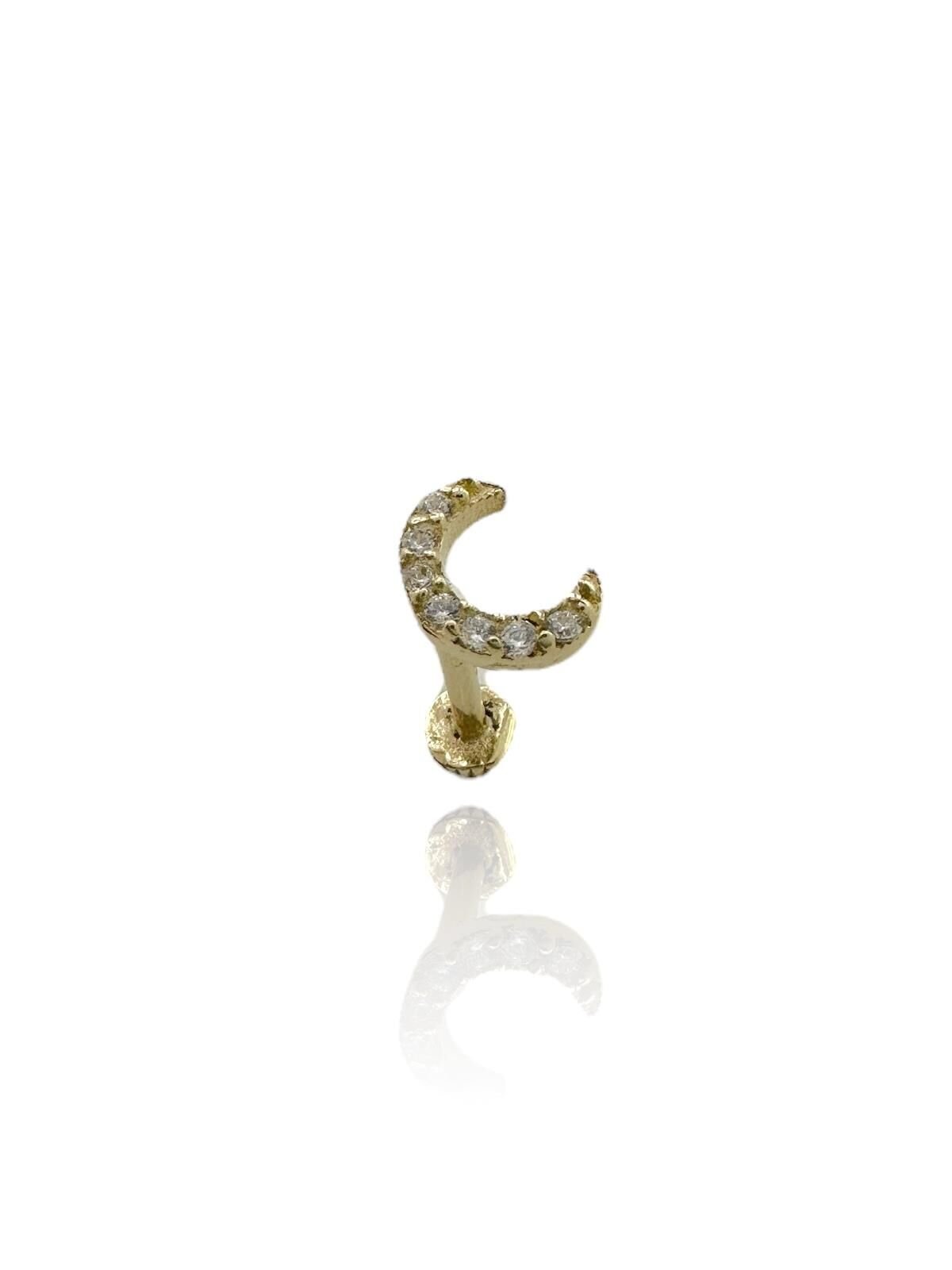 Hilal Tragus Küpe 14 Ayar Altın