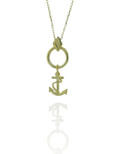 14 Ayar Altın Taşsız Sade Çapa Çipa Kolye