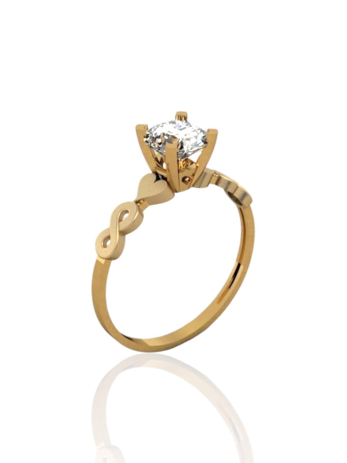 Kalp Sonsuzluk Klasik Tektaş Sade ve Şık 14 Ayar Altın Yüzük