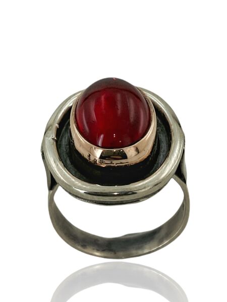 Lal Garnet Doğal Taş EL Üretimi 925 Gümüş Yüzük