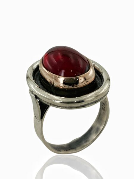 Lal Garnet Doğal Taş EL Üretimi 925 Gümüş Yüzük