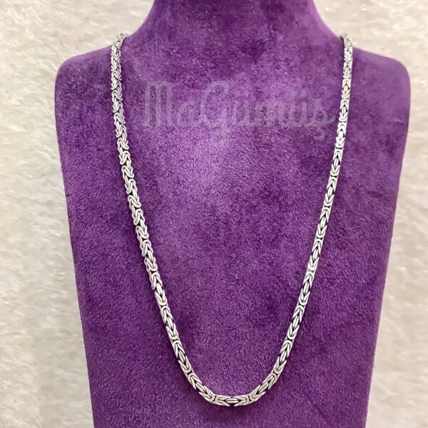 Kral Zinciri Köşeli Gümüş Erkek 60 cm Zincir