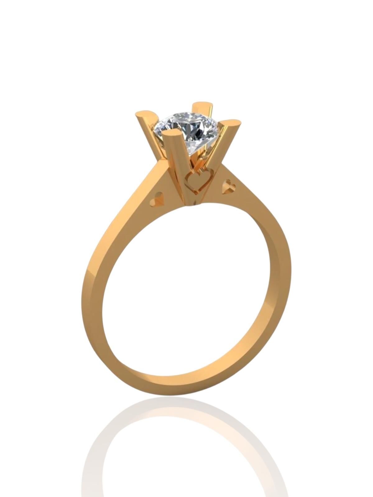 Pırlanta Modeli Üst Kalite Tektaş 14 Ayar Altın Yüzük