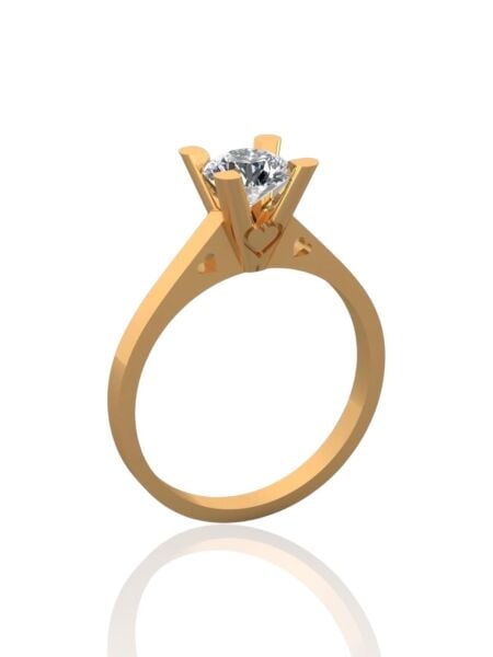 Pırlanta Modeli Üst Kalite Tektaş 14 Ayar Altın Yüzük