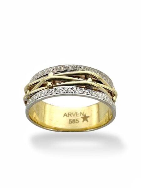 Hasır Sepet Örme El Üretim Özel Tasarım 14 Ayar Altın Alyans Yüzük