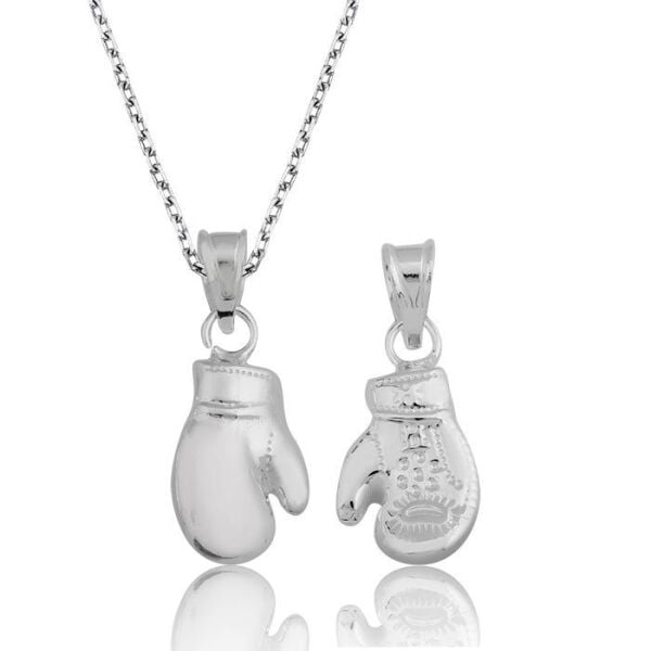 Boks Eldiveni Gümüş Erkek Kolye Ucu