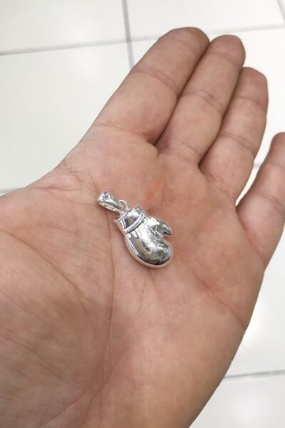 Boks Eldiveni Gümüş Erkek Kolye Ucu