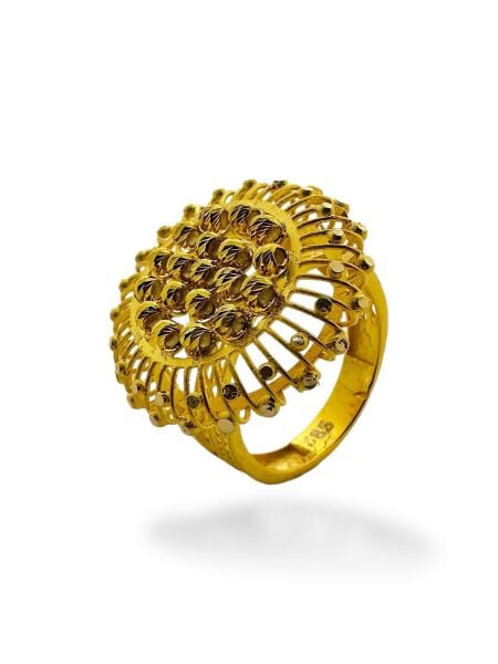 Dorika Toplu Maraş Telkari İşçiliği Mekik Altın Yüzük 14 Ayar