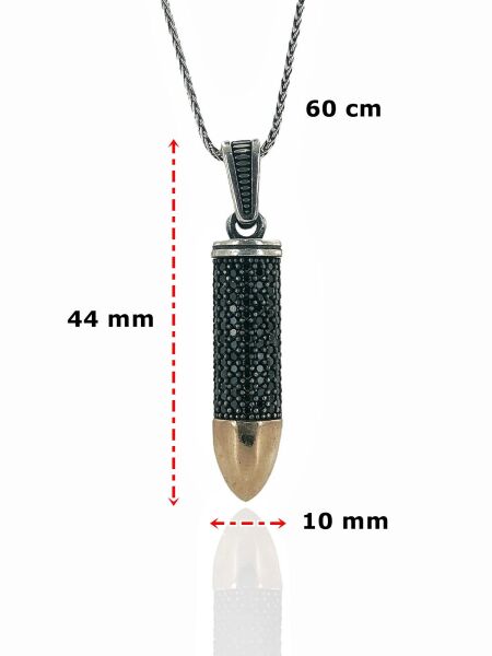 Üst Kalite Özel Tasarım Mermi 925 Ayar Kolye Uzun Zincir 60 cm