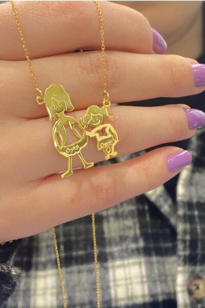 Anne Kız Erkek Çocuk İsimli 925 Gümüş Kolye