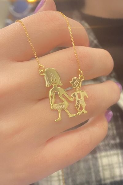 Anne Kız Erkek Çocuk İsimli 925 Gümüş Kolye