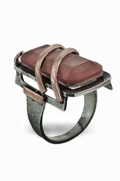 Doğal Qunzit Kunzit El Üretim Özel Kalite 925 Gümüş Yüzük