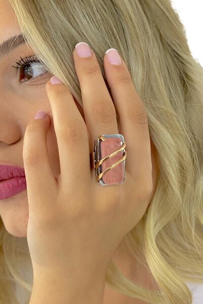 Doğal Qunzit Kunzit El Üretim Özel Kalite 925 Gümüş Yüzük