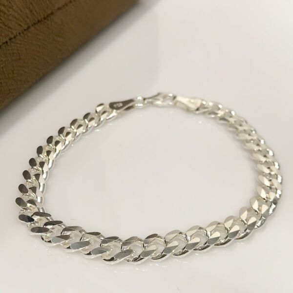 Gurmet 8 mm Klasik Gümüş Kalın Zincir Erkek Bileklik