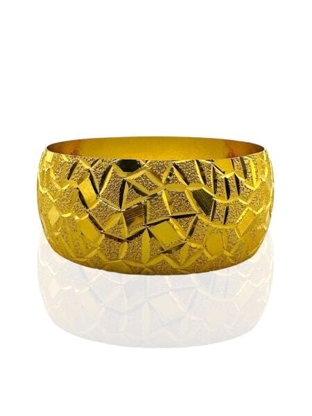 29 gr 3 cm 6.4 Boy 22 Ayar Altın Kaplama Maga Cam Kırığı Gümüş Bilezik