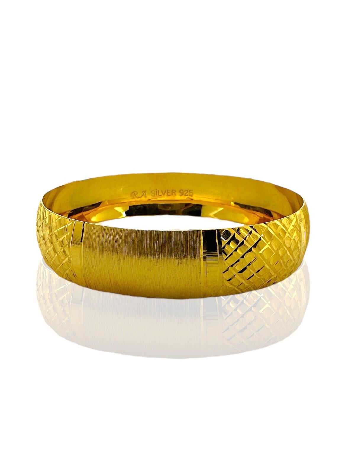 1.5 cm 6.4 Boy 22 Ayar Altın Kaplama 925 Ayar Gümüş Bilezik