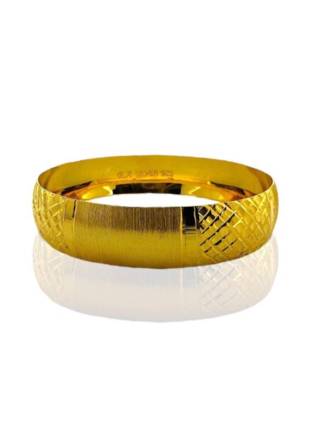 1.5 cm 6.4 Boy 22 Ayar Altın Kaplama 925 Ayar Gümüş Bilezik