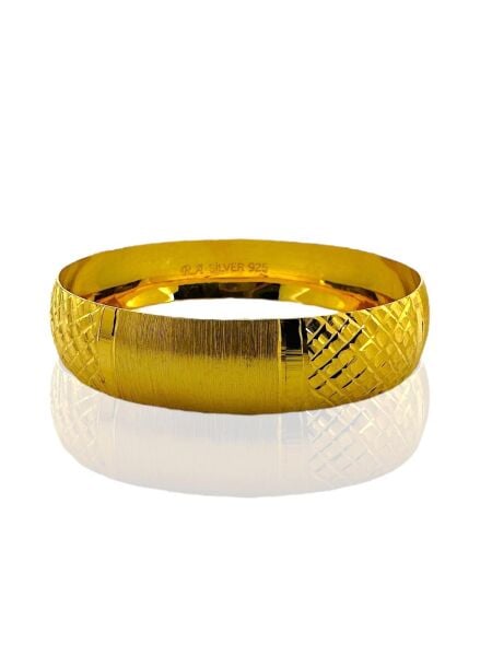 1.5 cm 6.4 Boy 22 Ayar Altın Kaplama 925 Ayar Gümüş Bilezik