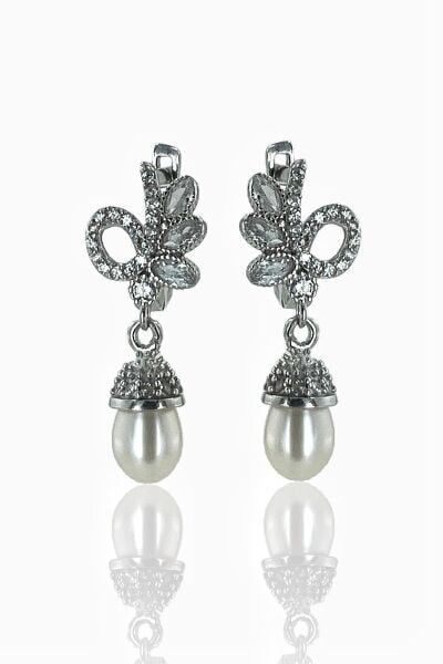 Yeni Model Markiz Zirkon İnci 925 Gümüş Küpe