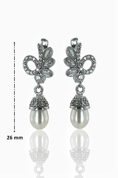 Yeni Model Markiz Zirkon İnci 925 Gümüş Küpe