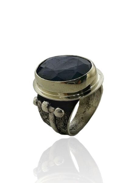 Doğal Safir Taş El İşçiliği Özel Seri 925 Ayar Gümüş Yüzük