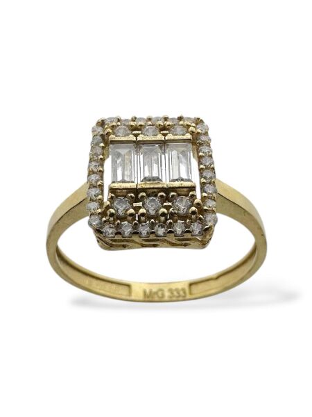 Parçalı Baget Sade Zarif 8 Ayar Altın Yüzük