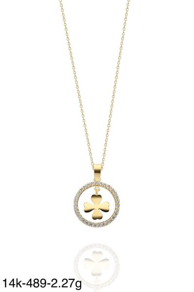 Minik Yoncalı Çok Şık 14 Ayar Altın Kolye