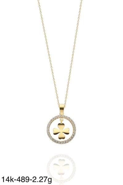 Minik Yoncalı Çok Şık 14 Ayar Altın Kolye