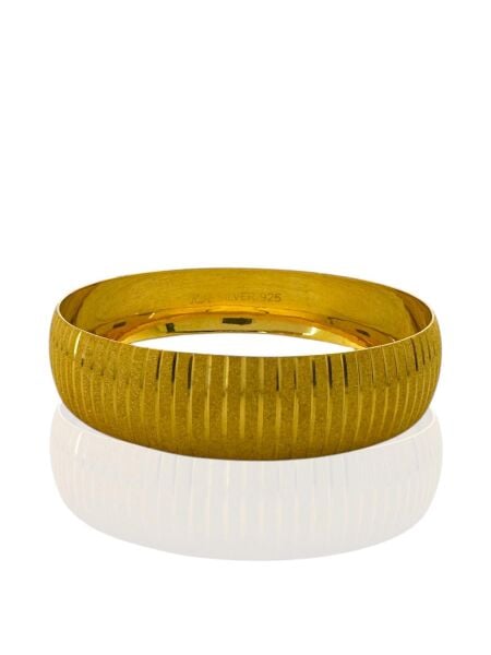 22 Ayar Altın Kaplama 15 mm Merdiven Model 925 Ayar Gümüş Bilezik