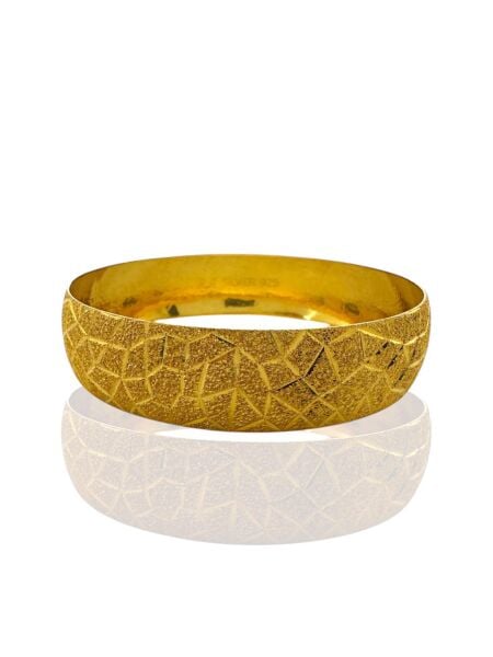 22 Ayar Altın Kaplama 15 mm Cam Kırığı Model 925 Ayar Gümüş Bilezik