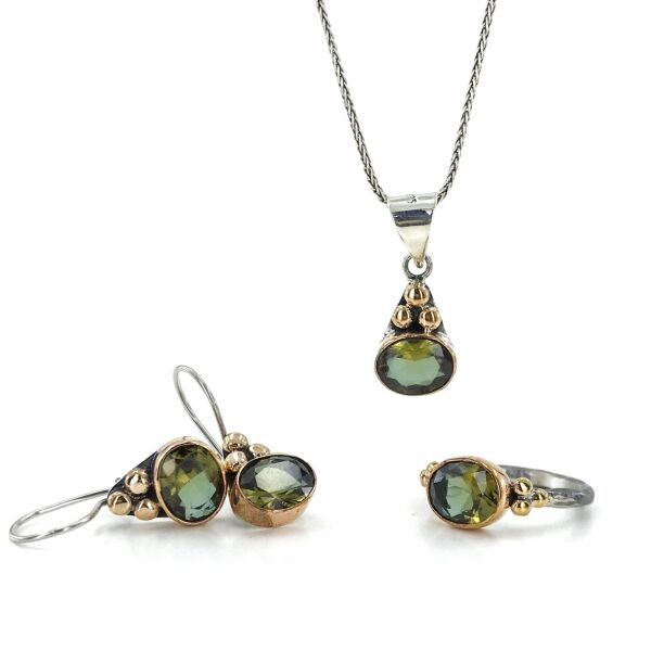 Otantik El İşçiliği Zultanit Taş Gümüş Set Takım