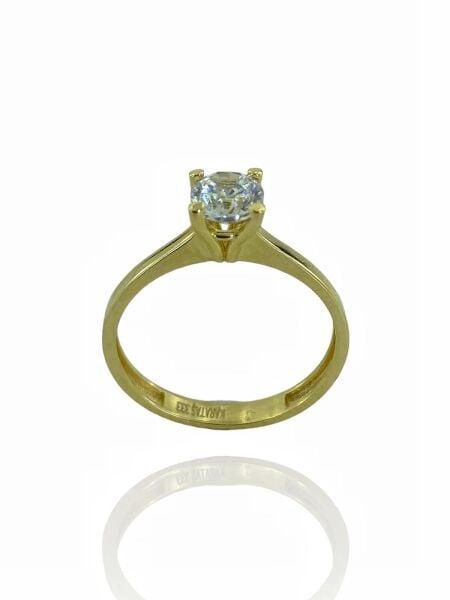 Pırlanta Montür Klasik Tek Taş Altın Yüzük 8 Ayar