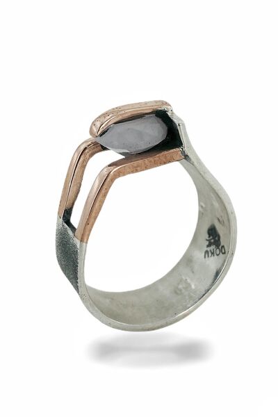 El Üretim Pink Kuvars Taş 925 Gümüş Yüzük