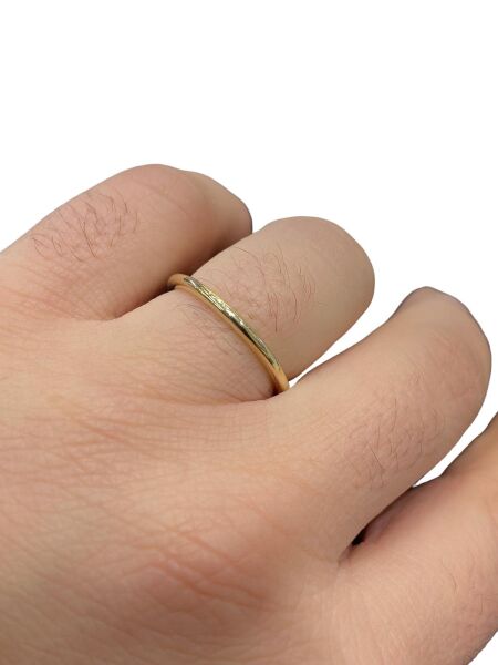 Düz Bombe İç Dış Sicim 2 mm Kalınlık 14 Ayar Altın Yüzük