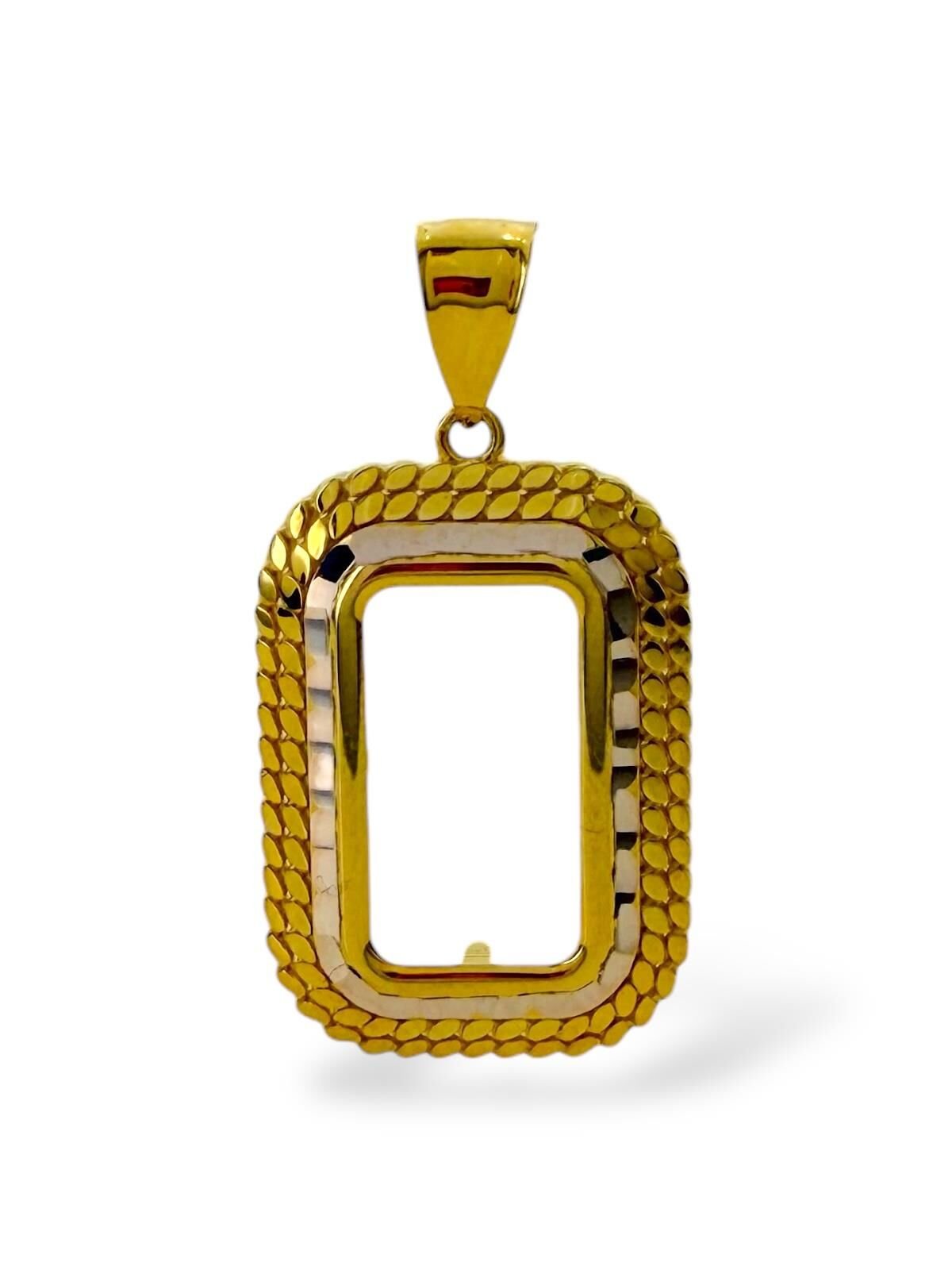 24 Ayar 1 gram Külçe Altın Çerçevesi Kolye Ucu 14 Ayar Altın