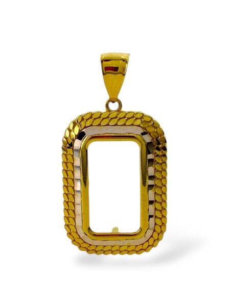 24 Ayar 1 gram Külçe Altın Çerçevesi Kolye Ucu 14 Ayar Altın