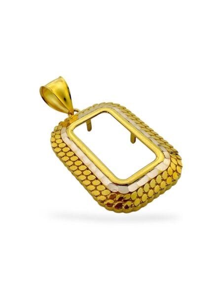 24 Ayar 1 gram Külçe Altın Çerçevesi Kolye Ucu 14 Ayar Altın