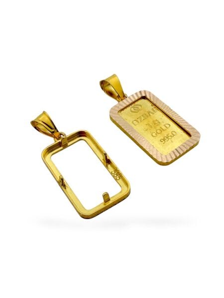 1 Gr 24 Ayar Külçe Çerçevesi Kolye Ucu Altınsız