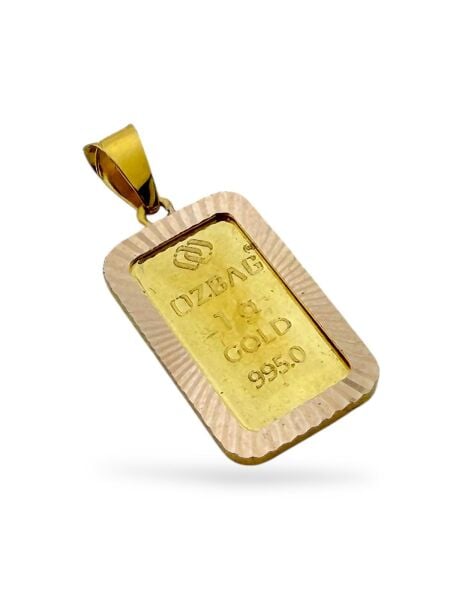 1 Gr 24 Ayar Altın Külçe Dahil Çerçeve Kolye Ucu