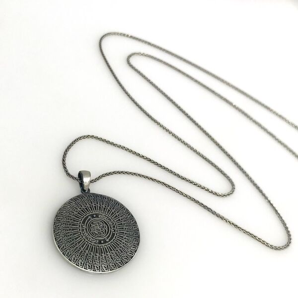 99 Besmele-i Şerif 60 cm Tilki Kuyruğu Gümüş Kolye