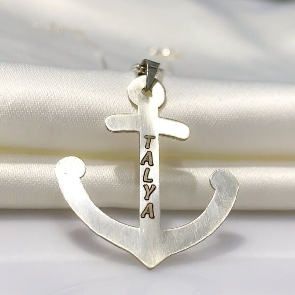 Denizci Çıpa Çapa Özel İsim Yazılı Gümüş Çapa Kolye
