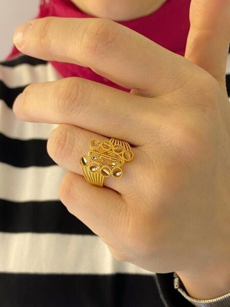 Halep Model Fıstık Taşsız Telkari Altın Yüzük 8 Ayar