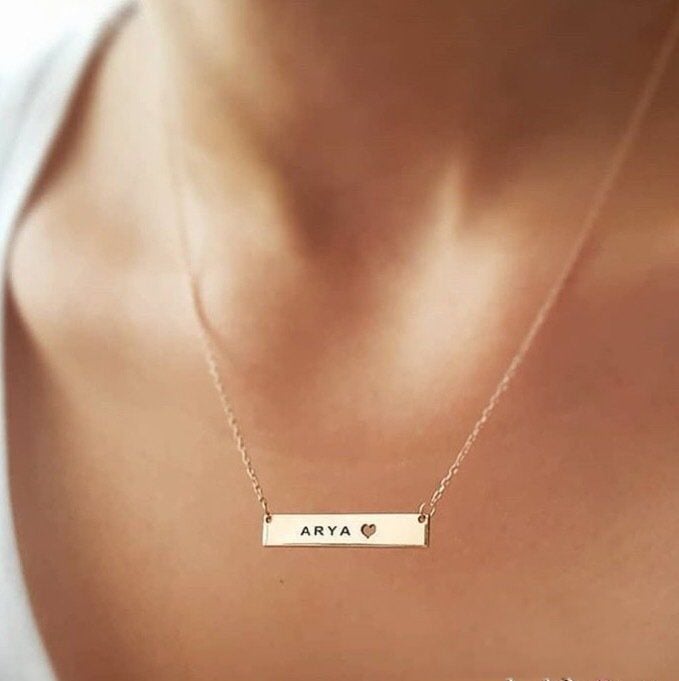 Yatay Kalpli Çubuk İsimli Gümüş Kolye