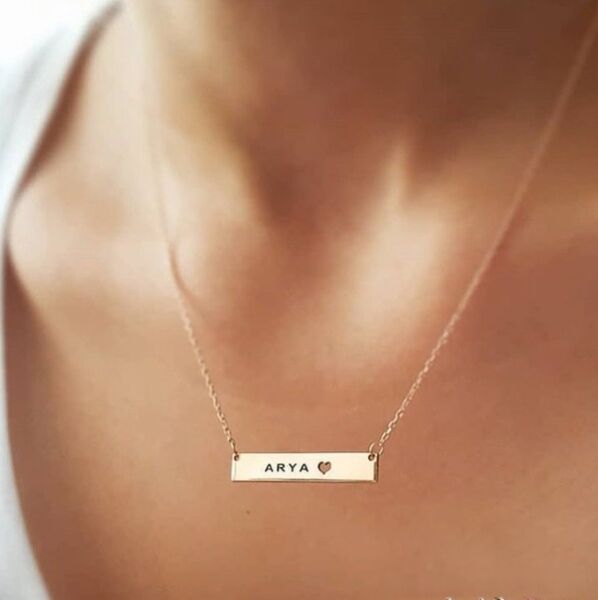 Yatay Kalpli Çubuk İsimli Gümüş Kolye