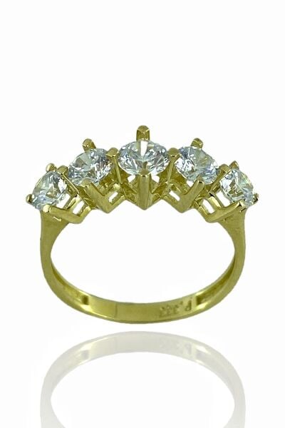 8 Ayar Altın Beş Taş Yüzük