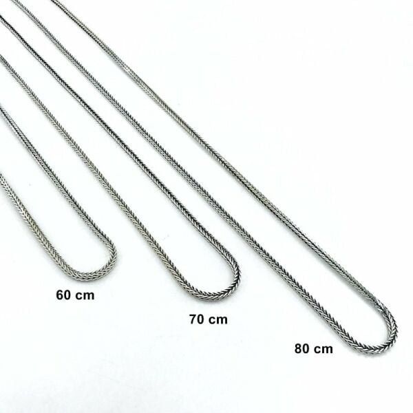 70 cm Tilki Kuyruğu Modeli Köşeli Gümüş Erkek Zinciri Zincir