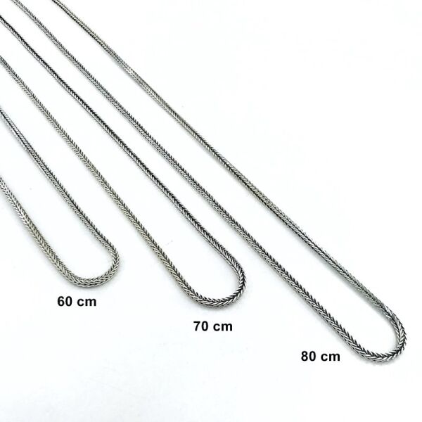 70 cm Tilki Kuyruğu Modeli Köşeli Gümüş Erkek Zinciri Zincir