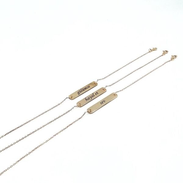 Gülümse Hayal Et Sev İsim Yazılı Gümüş Bileklik