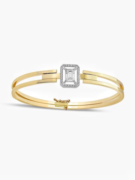 Pırlanta Modeli Tek Baget Kelepçe Altın Bilezik Bileklik